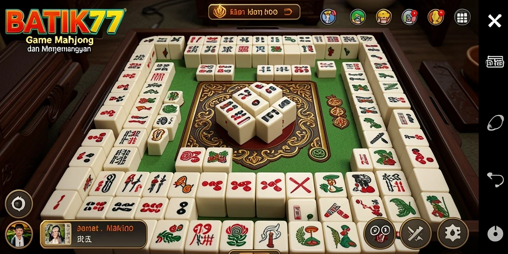 Tampilan menarik dari gameplay Mahjong di BATIK77.