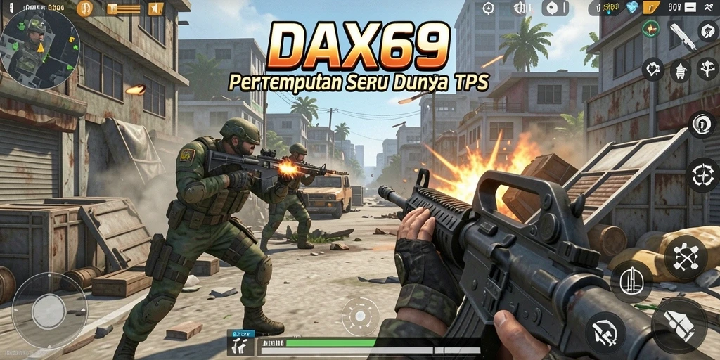 Screenshot DAX69 menunjukkan aksi pertempuran yang intens dan mendebarkan.