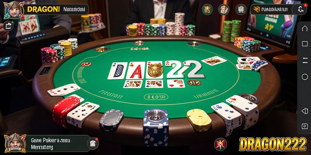 Screenshot gameplay DRAGON222 menunjukkan suasana permainan Poker yang seru.