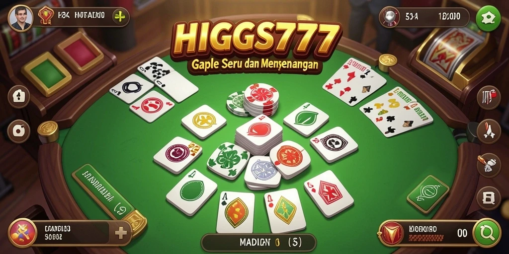 Screenshot gameplay HIGGS777 menampilkan suasana bermain Gaple yang seru.