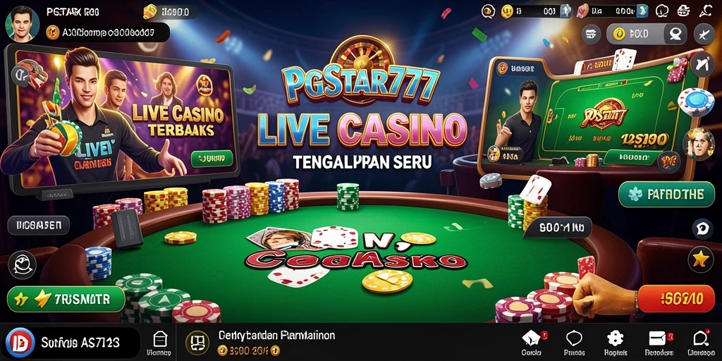 Tampilan layar utama PGSTAR777 dengan dealer langsung dan permainan seru.