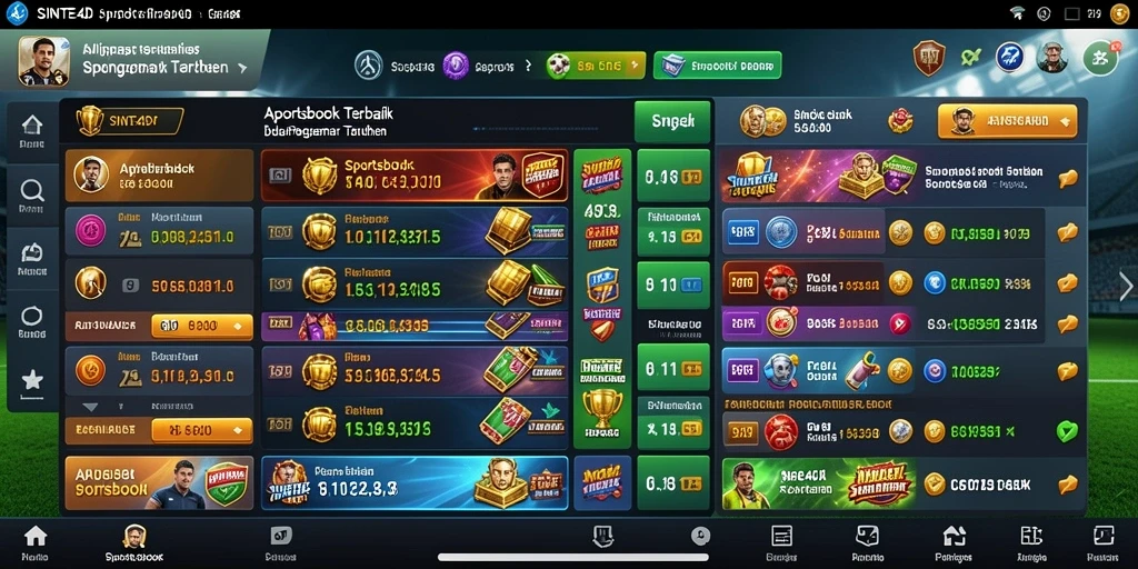Tampilan gameplay SINTE4D dengan berbagai pilihan taruhan olahraga.