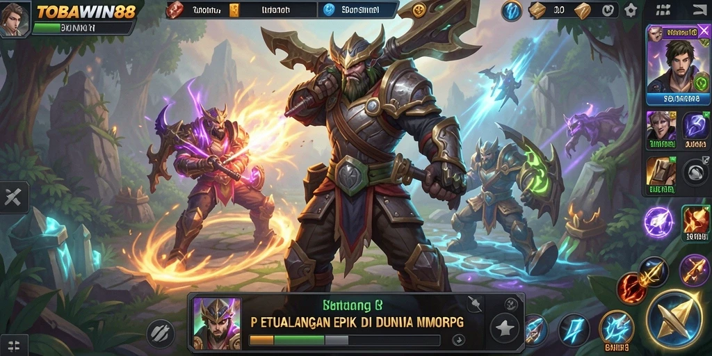 Menampilkan gameplay seru di dunia TOBAWIN88 MMORPG.