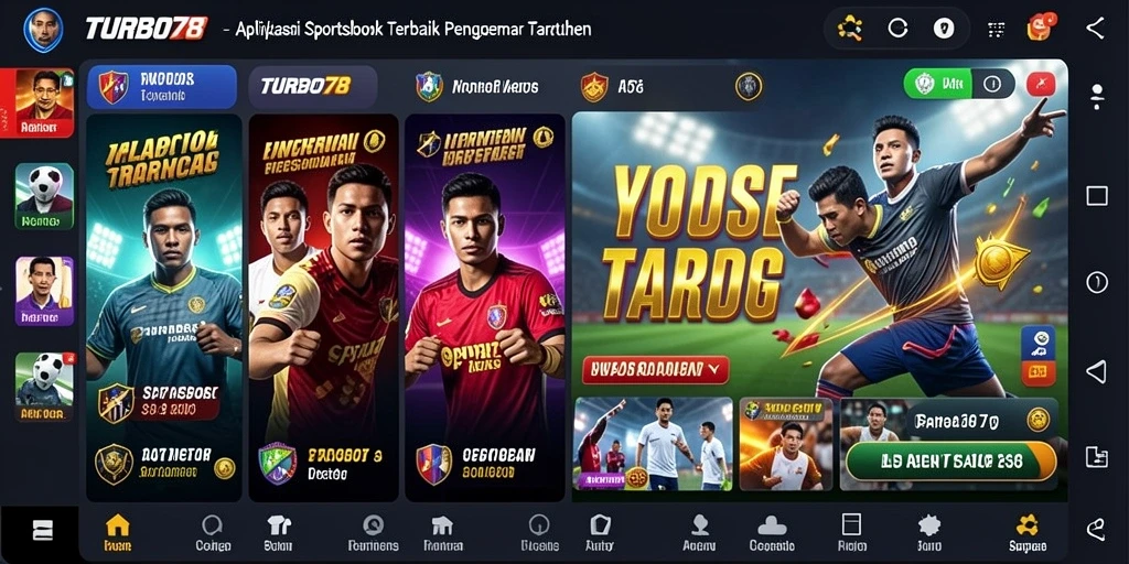 Tampilan utama TURBO78 menampilkan fitur taruhan olahraga yang menarik.