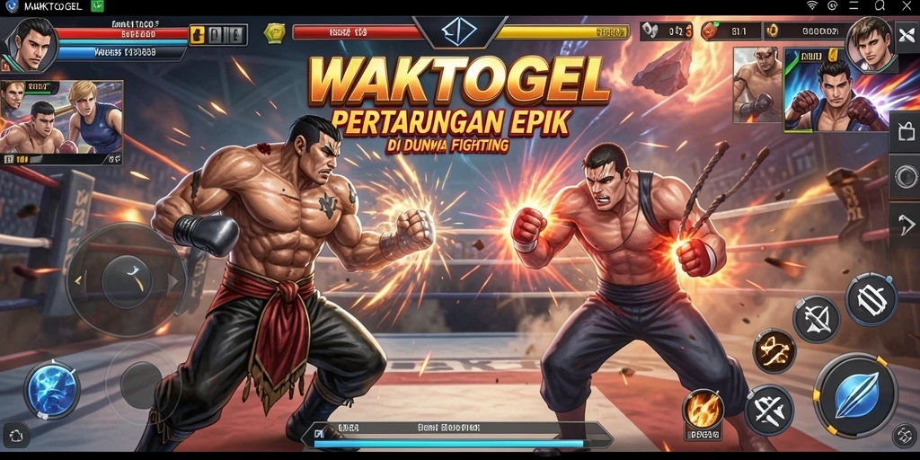 Tampilan seru pertarungan di WAKTOGEL dengan karakter yang bervariasi.